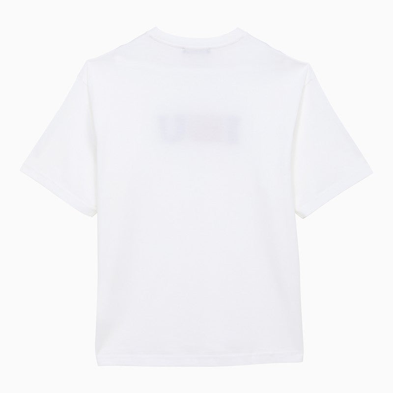 White crew neck t-shirt with logo print