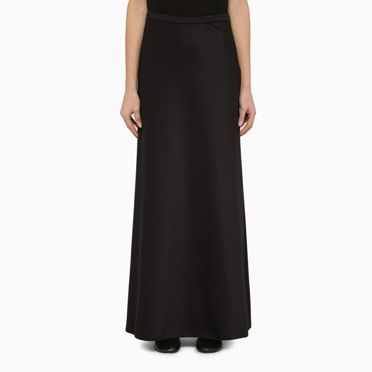Black cotton-blend long skirt
