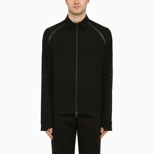 Black zipped shirt in technical fabric