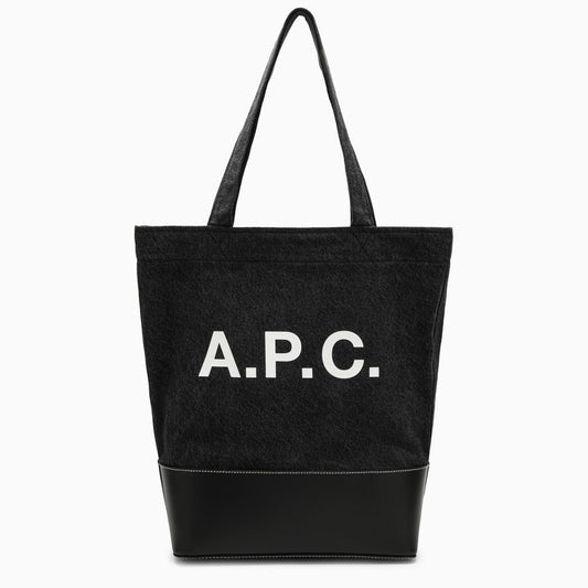 Medium Axel black cotton tote bag with logo