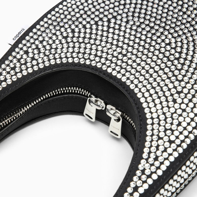 Mini Swipe Bag black with crystals in leather