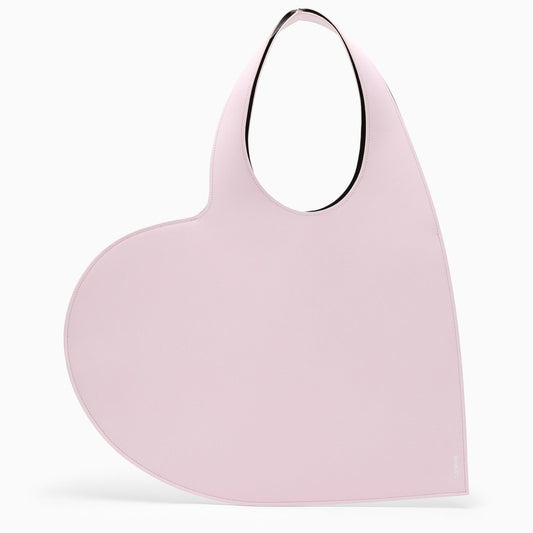 Heart pink leather tote bag