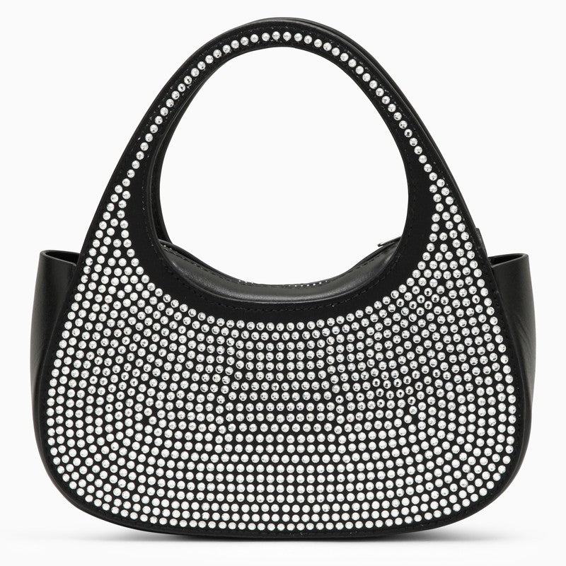 Micro Baguette Swipe black bag with crystals in leather