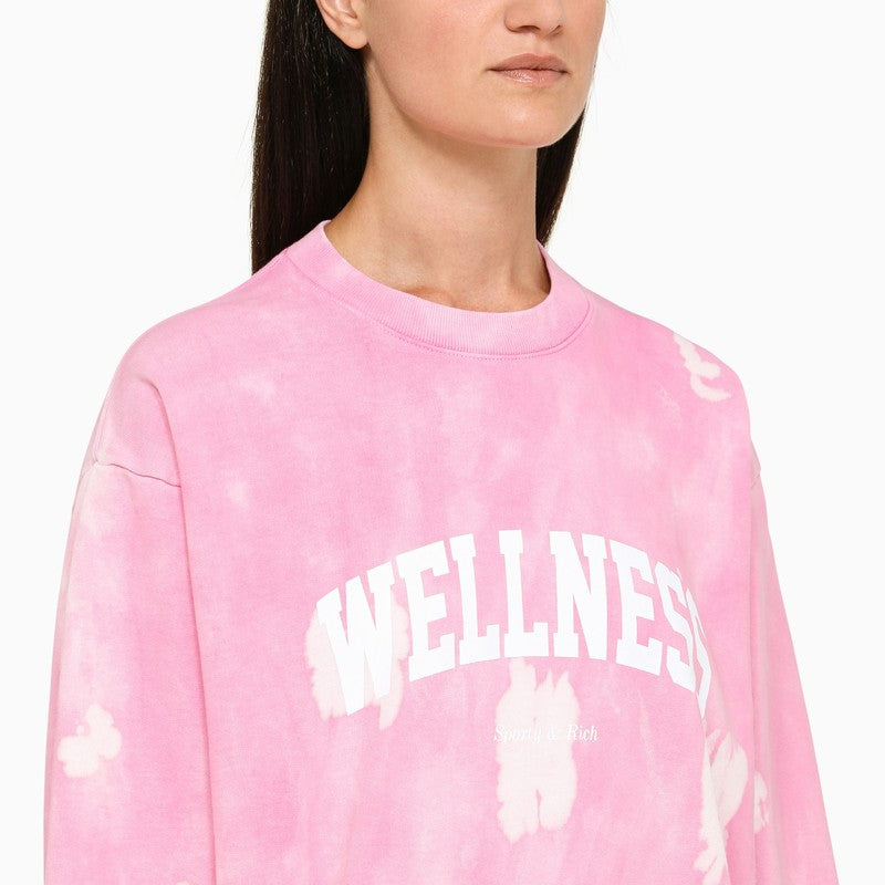 Wellness fuchsia/white crewneck sweatshirt