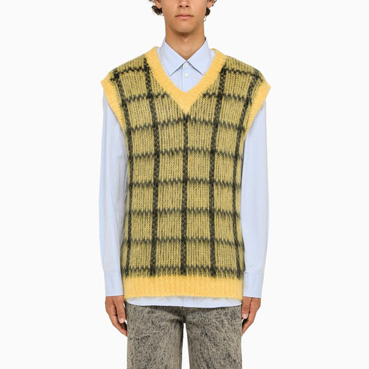 Yellow/black knitted waistcoat