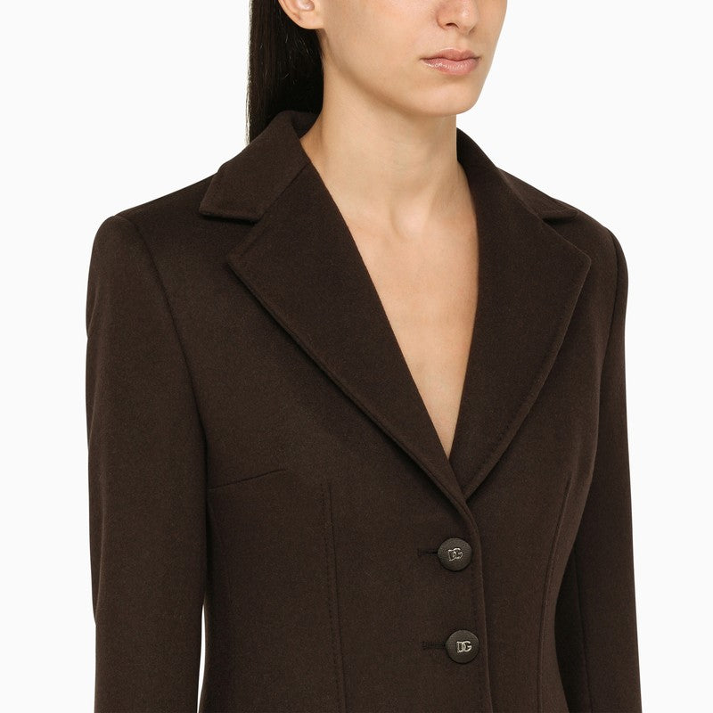Brown slim-fit single-breasted coat