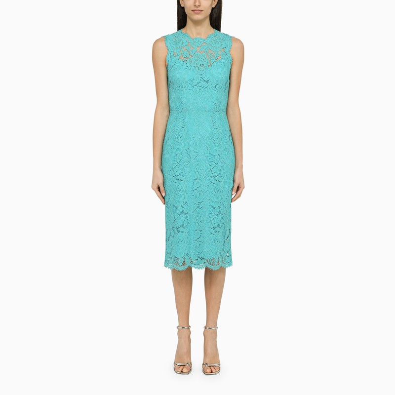 Turquoise lace longuette dress