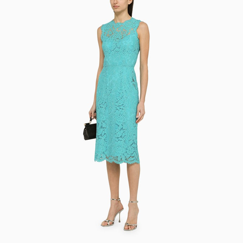 Turquoise lace longuette dress