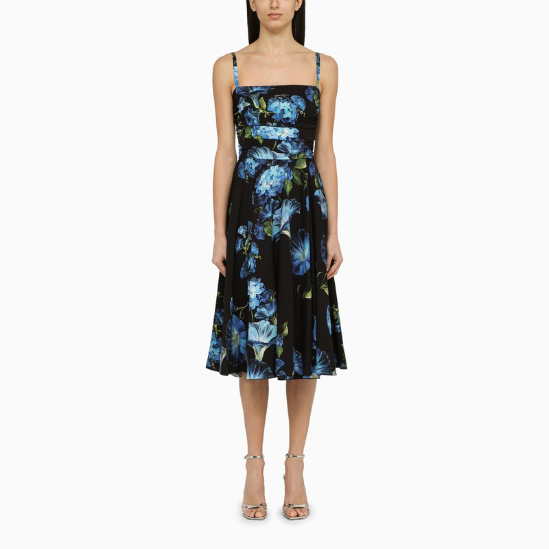 Silk bellflower print dress