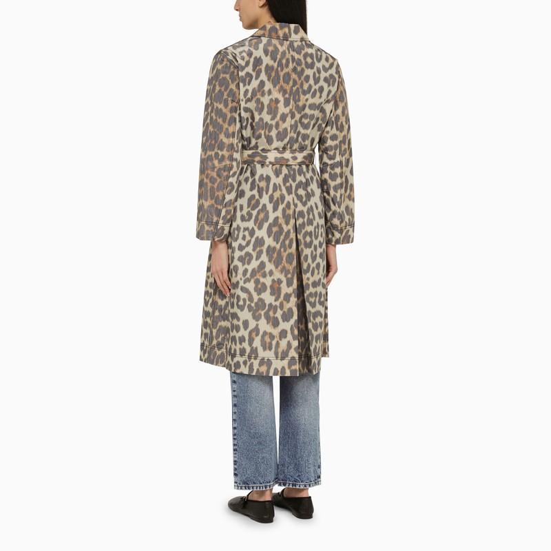 Leopard print single-breasted coat
