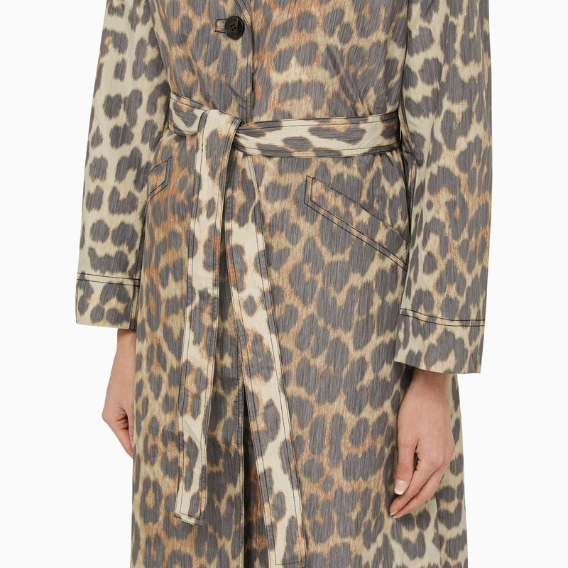 Leopard print single-breasted coat