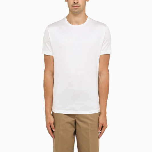 White silk crew-neck T-shirt