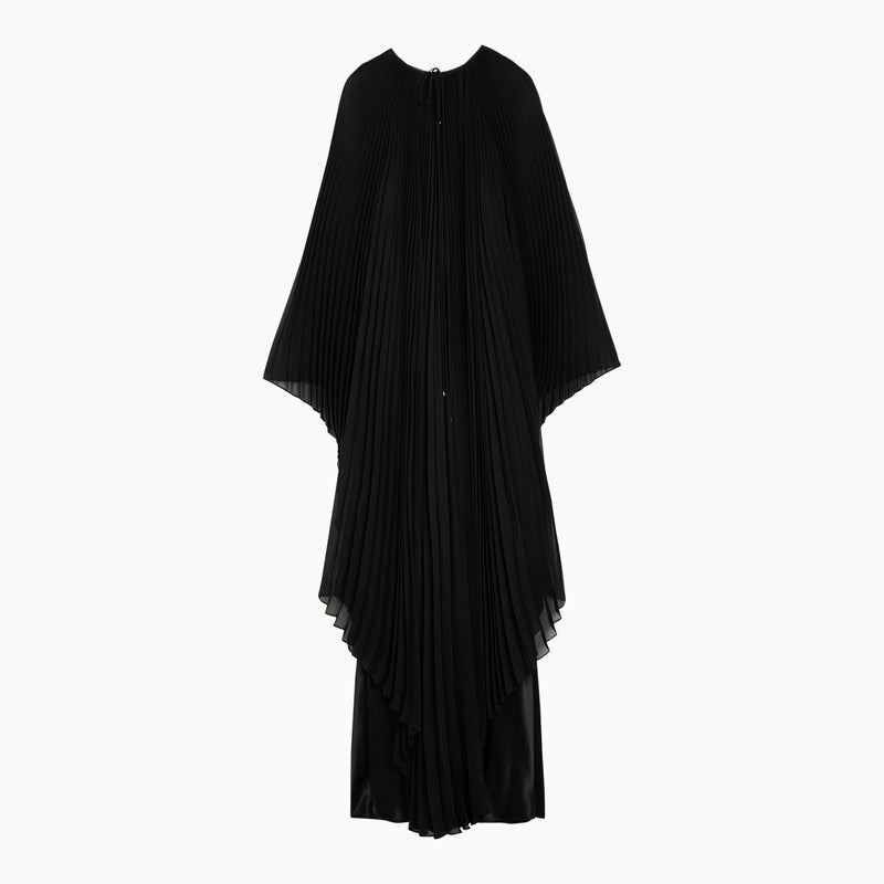 Black pleated chiffon kaftan dress