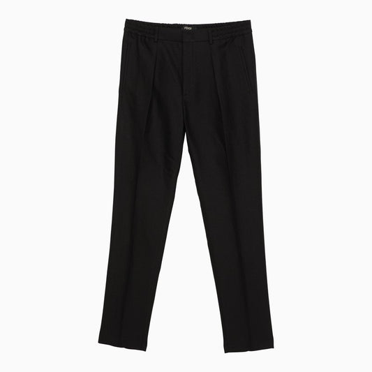 Black cotton-blend trousers