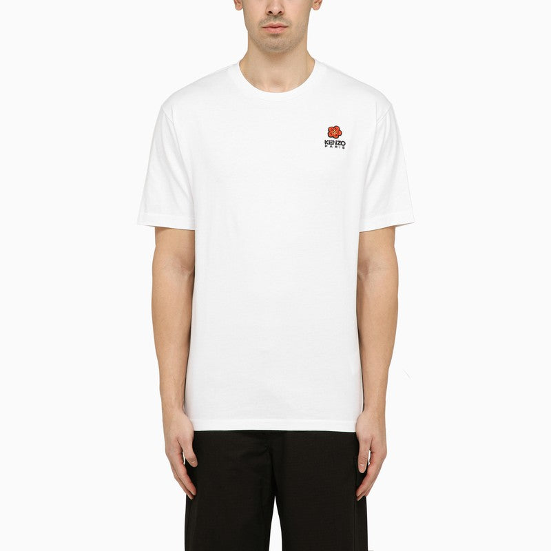 White crew-neck T-shirt with logo