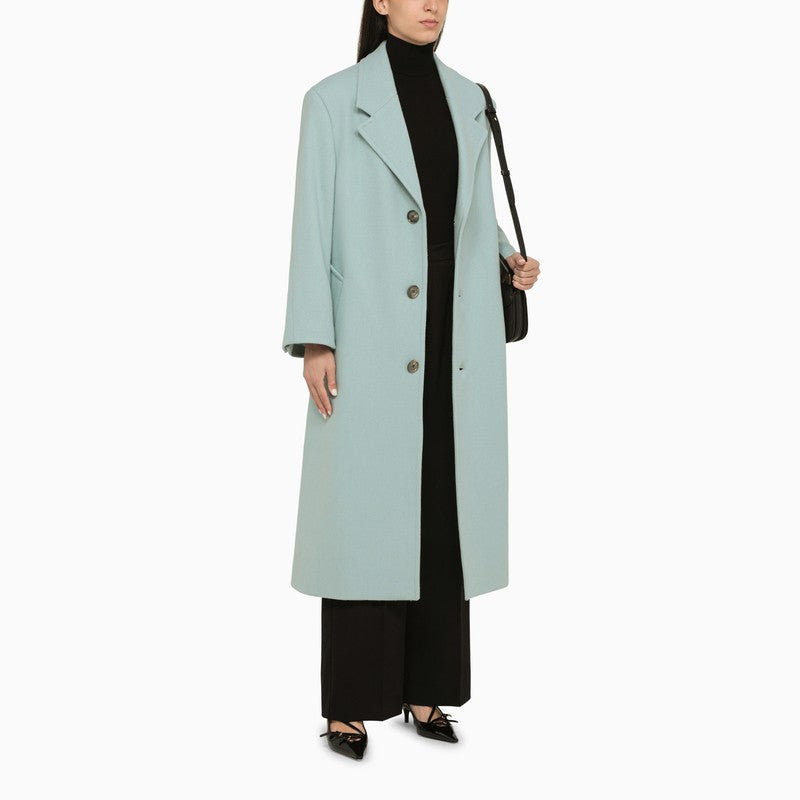 Aquamarine wool single-breasted coat