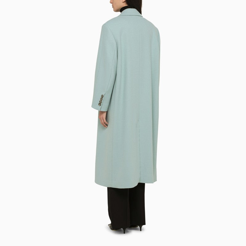 Aquamarine wool single-breasted coat