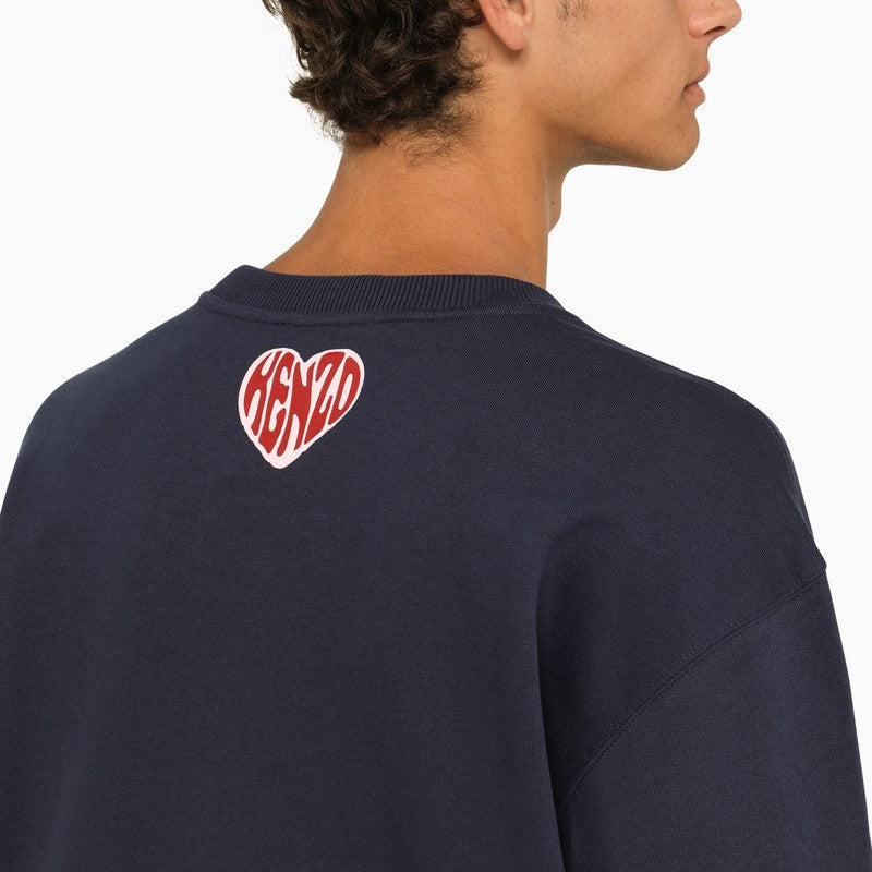 Midnight blue crew-neck logoed sweatshirt