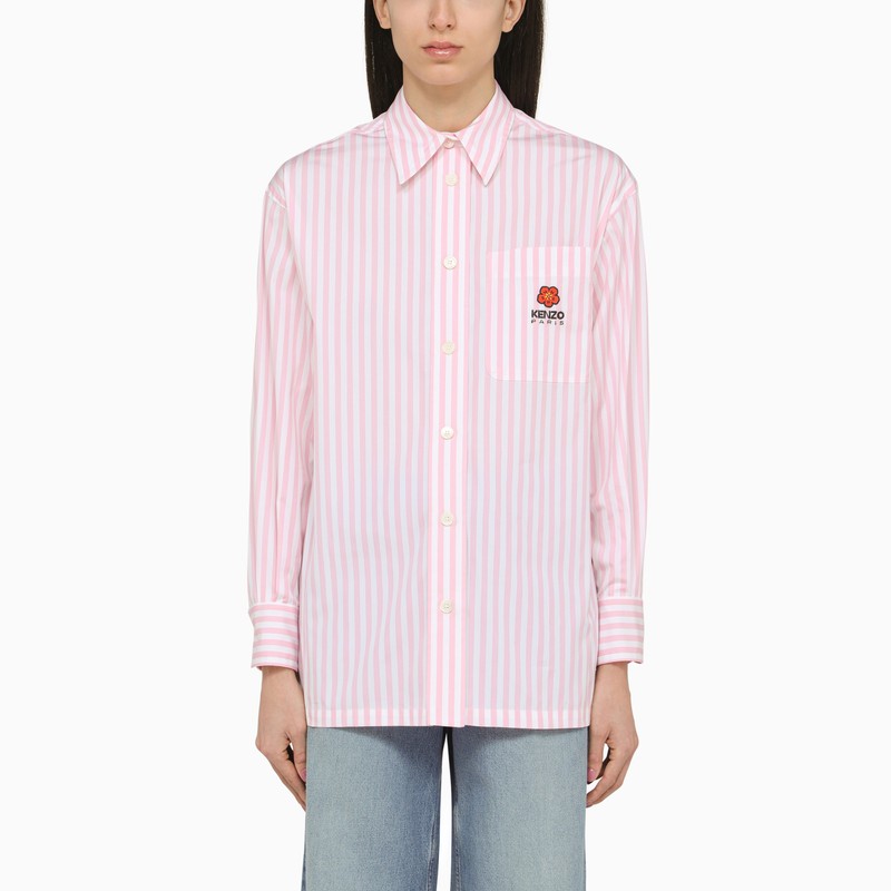 Pink striped cotton shirt with logo