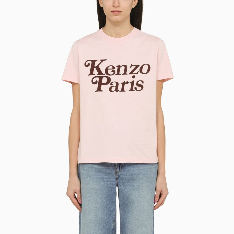 Pink cotton T-shirt with logo