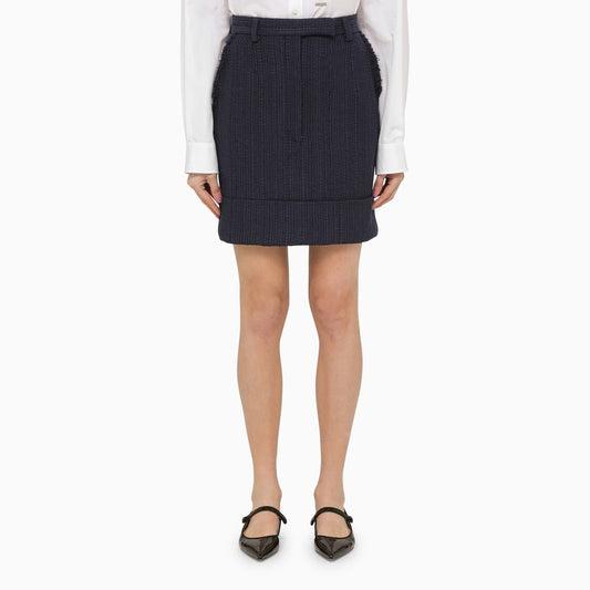 Navy blue cotton-blend skirt