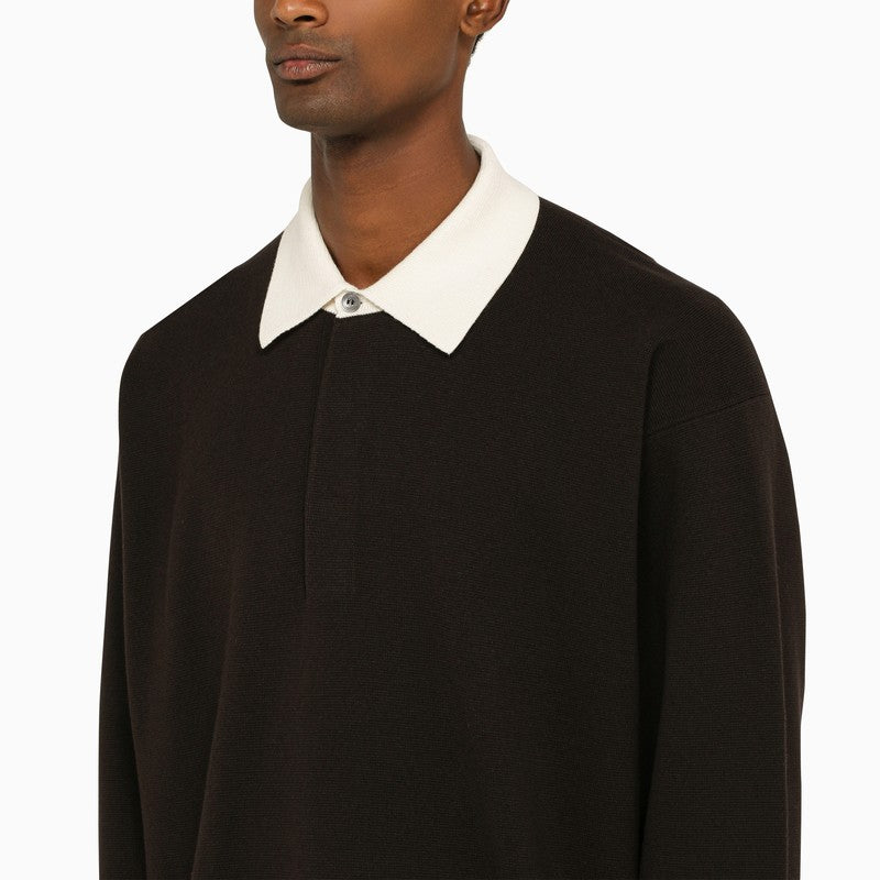 Wool-blend ganache polo shirt