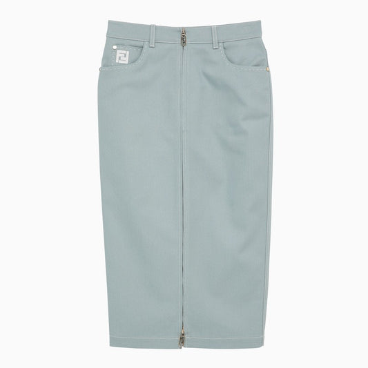 Light blue cotton skirt with double zip