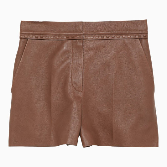Brown leather shorts