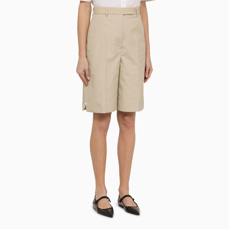 Khaki high-waisted bermuda shorts