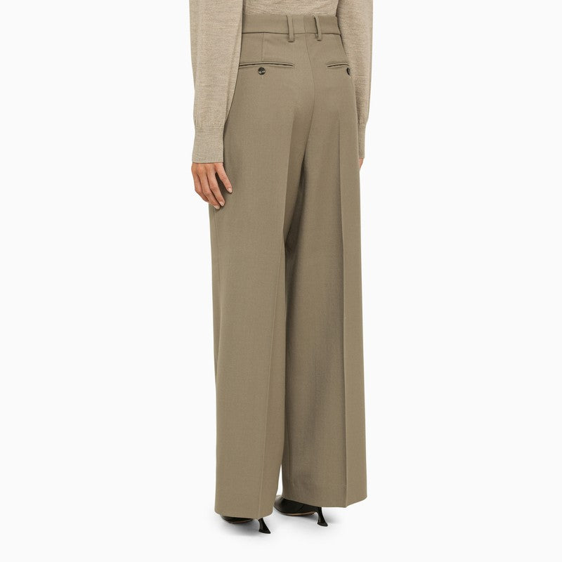Taupe wool wide trousers