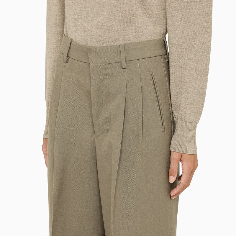 Taupe wool wide trousers