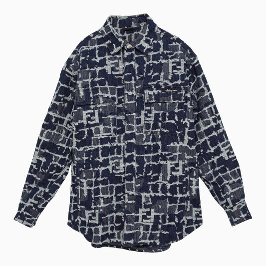 Blue FF patterned denim shirt jacket