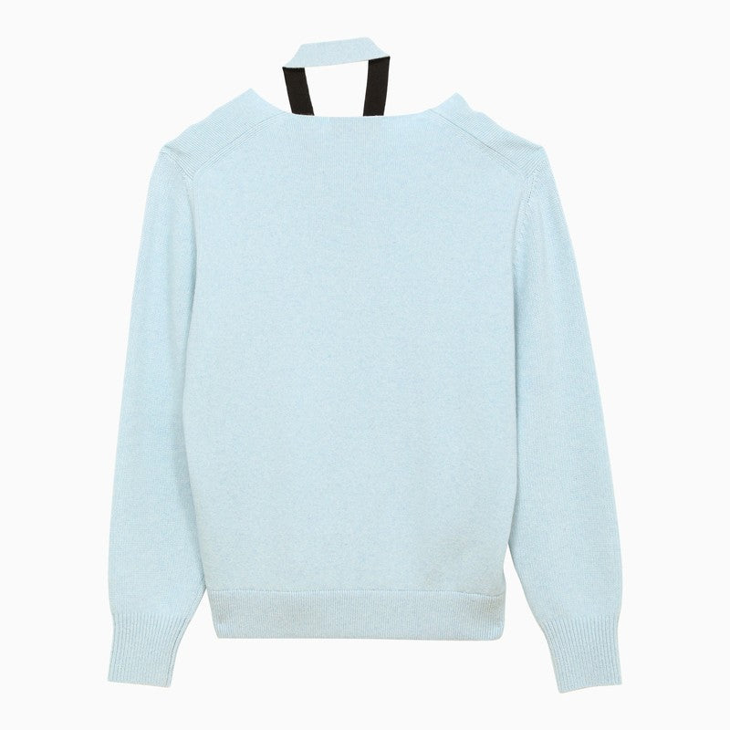 Light blue cashmere and wool cardigan