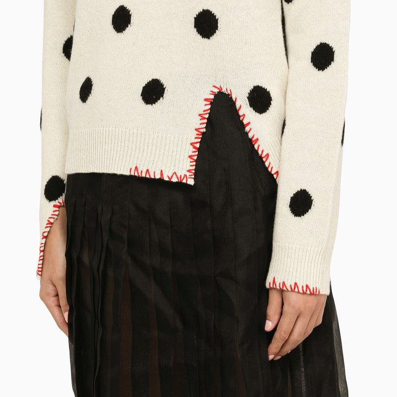 Ivory polka dot crew-neck sweater