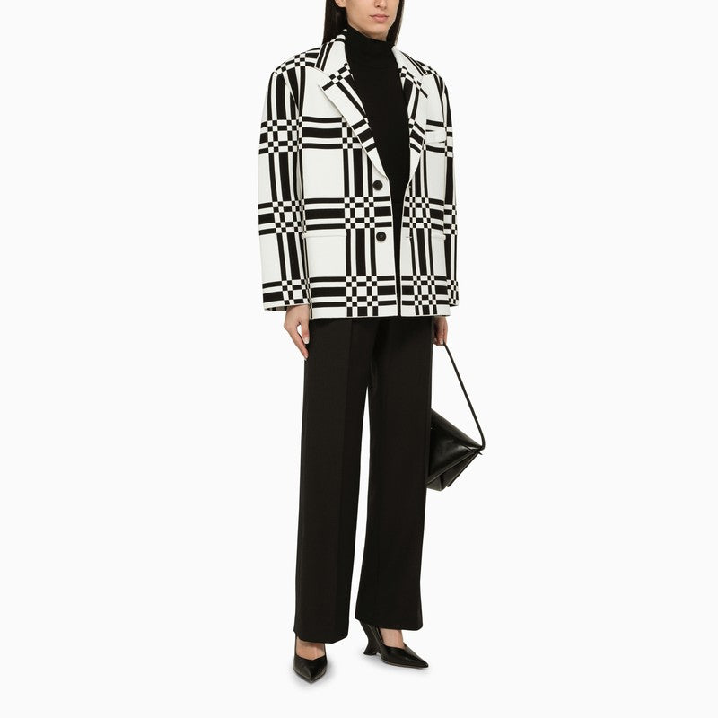 White/black jacket with geometric pattern