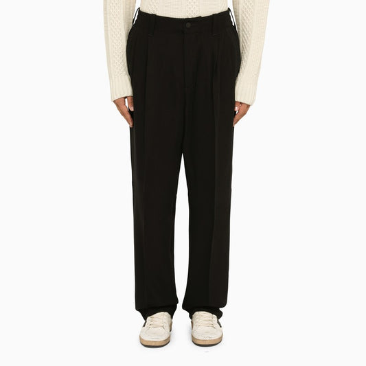 Black viscose baggy trousers