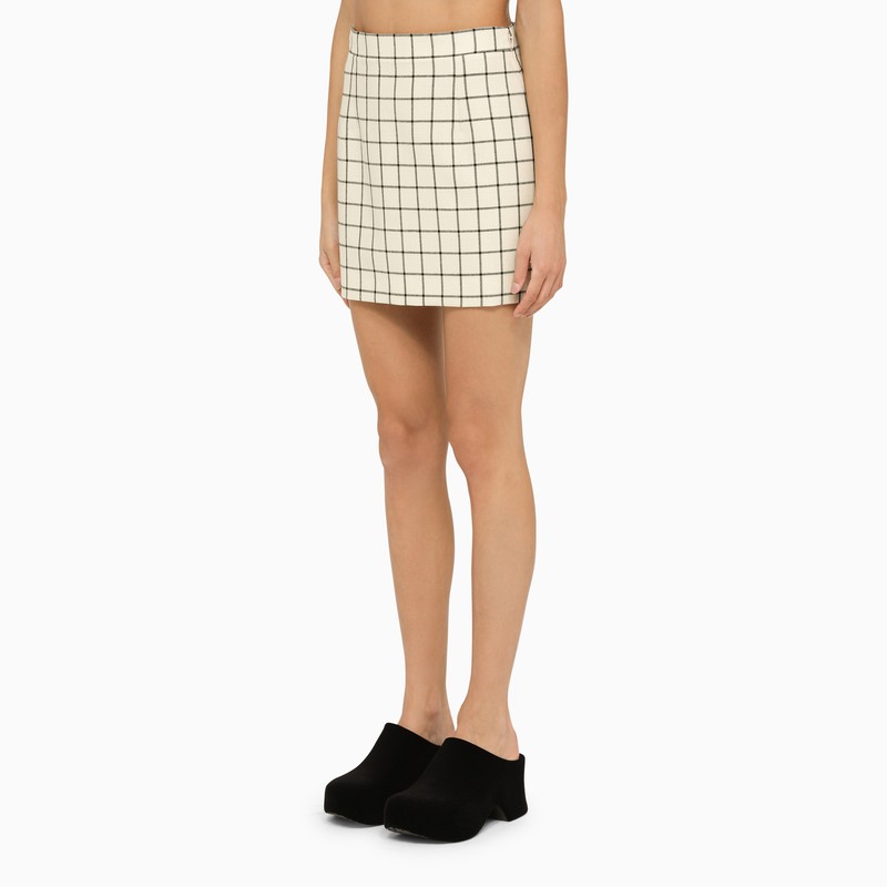 Ivory check pattern miniskirt