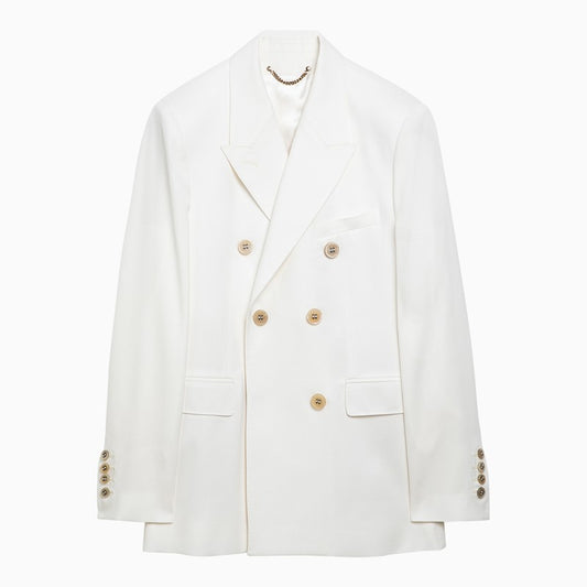 White double-breasted jacket in wool blend