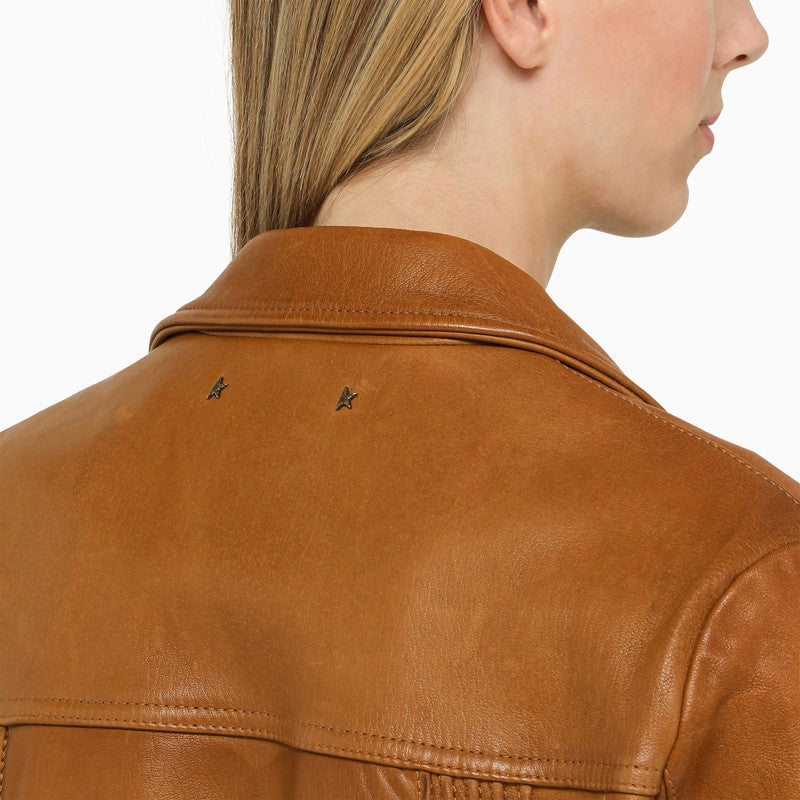 Single-breasted leather blazer