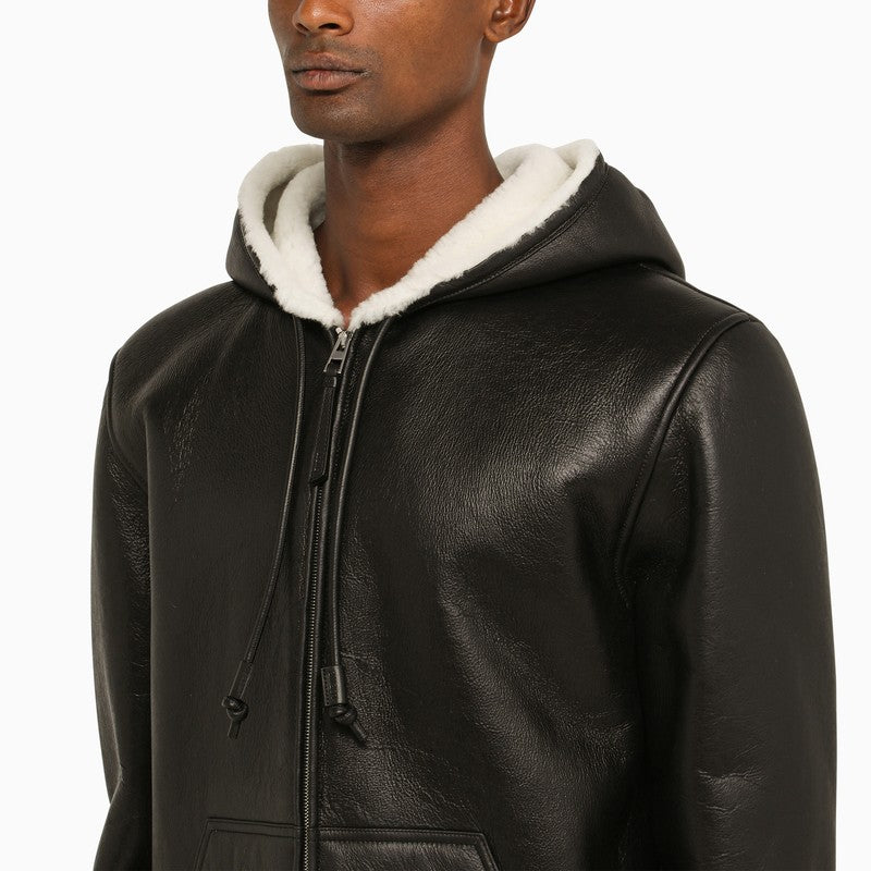 Black sheepskin and shearling jacket