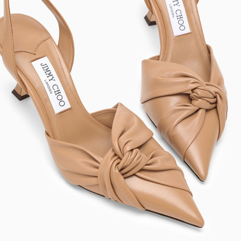 Hedera 70 slingback in biscuit-coloured leather