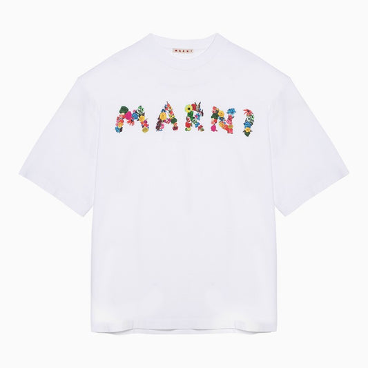 White t-shirt with Marni logo bouquet