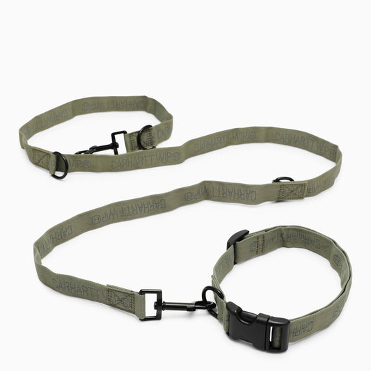Tour Dog Leash & Collar dark green recycled polyester