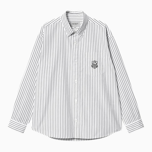 [MEN][DIGGING]White striped cotton shirt