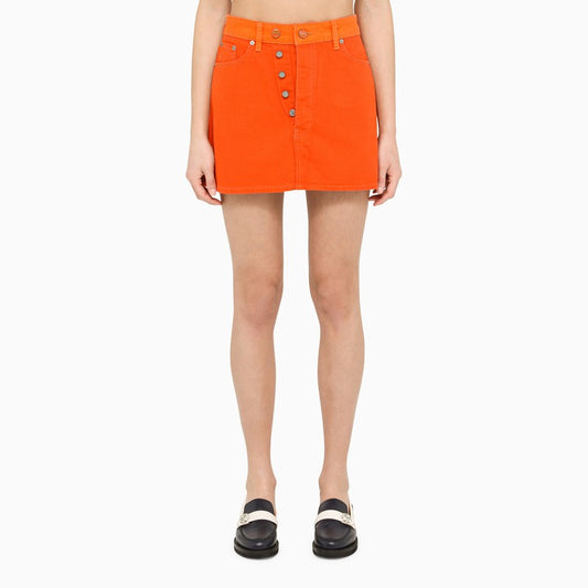 Orange denim miniskirt