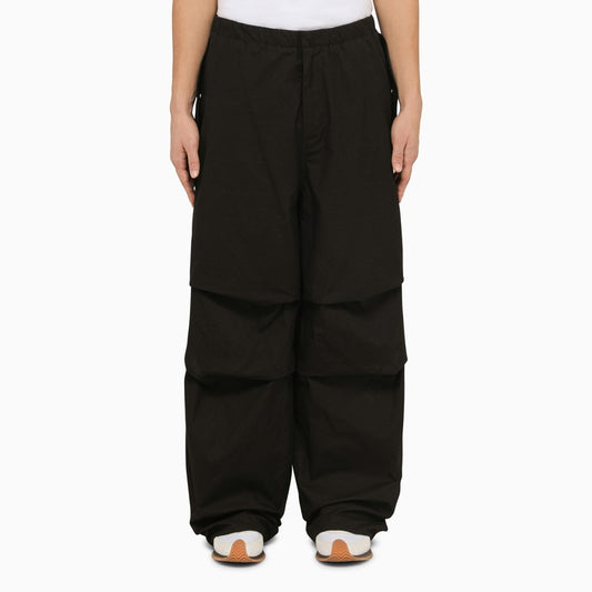 Black oversize cotton trousers