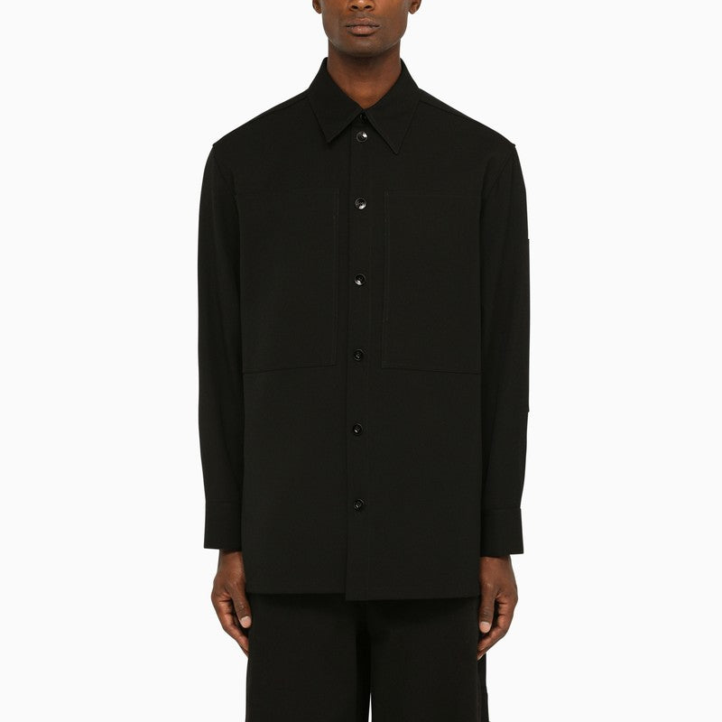 Black wool long sleeves shirt
