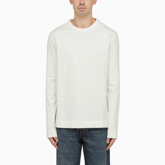White cotton crew-neck sweater