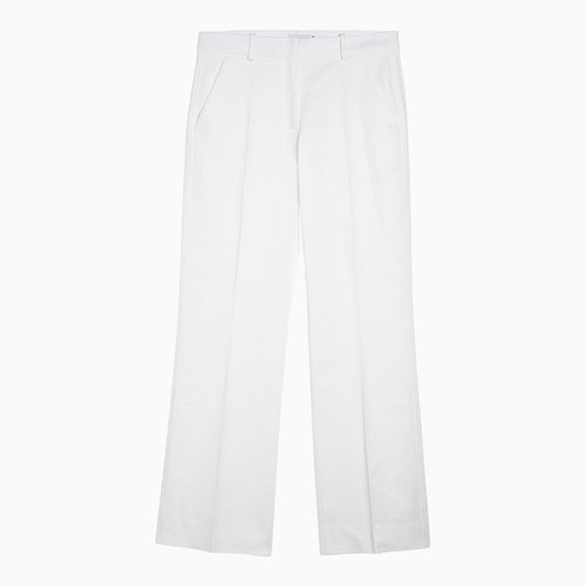 White viscose blend regular trousers