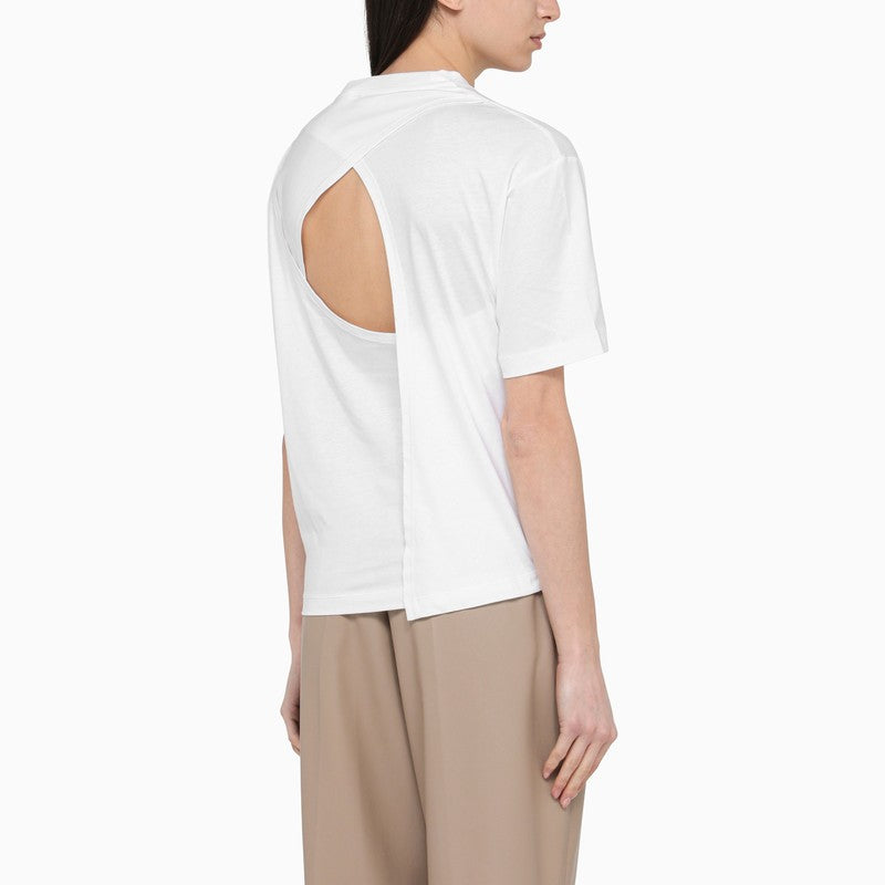 White cotton T-shirt with back detail
